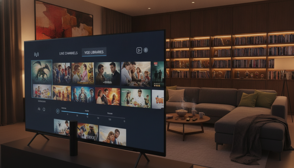 live channels and VOD libraries